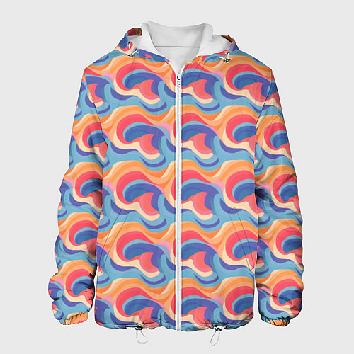 Мужская куртка Абстрактные волны яркие цвета / 3D-Белый – фото 1