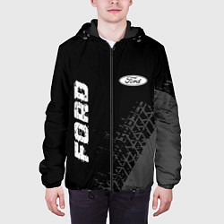 Куртка с капюшоном мужская Ford speed на темном фоне со следами шин: надпись,, цвет: 3D-черный — фото 2