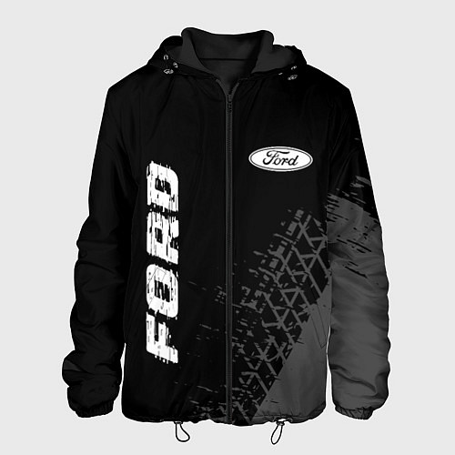 Мужская куртка Ford speed на темном фоне со следами шин: надпись, / 3D-Черный – фото 1