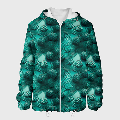 Мужская куртка Абстрактные зеленые шишки / 3D-Белый – фото 1