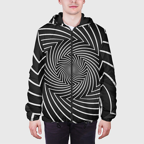 Мужская куртка Оптическая иллюзия изогнутые линии / 3D-Черный – фото 3