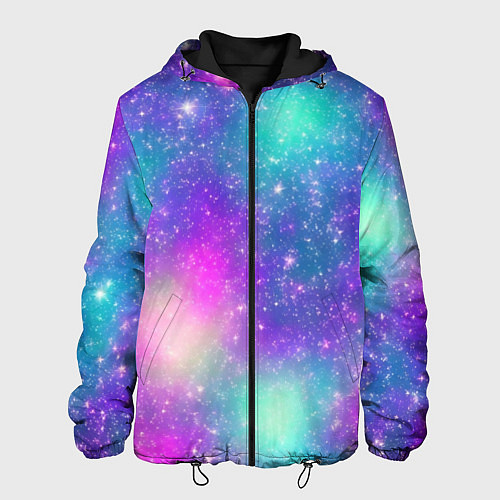 Мужская куртка Яркий розово-голубой космос / 3D-Черный – фото 1