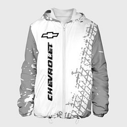 Куртка с капюшоном мужская Chevrolet speed на светлом фоне со следами шин: по, цвет: 3D-белый