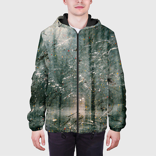 Мужская куртка Тени деревьев и краски / 3D-Черный – фото 3