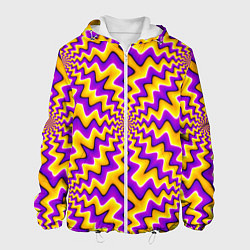 Куртка с капюшоном мужская Желто-фиолетовая иллюзия вращения, цвет: 3D-белый