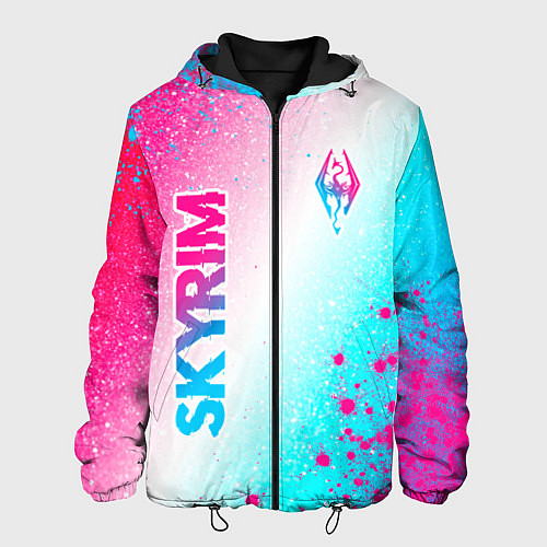 Мужская куртка Skyrim neon gradient style: надпись, символ / 3D-Черный – фото 1