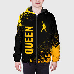 Куртка с капюшоном мужская Queen - gold gradient: надпись, символ, цвет: 3D-черный — фото 2