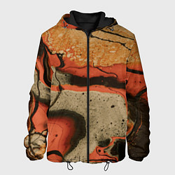 Куртка с капюшоном мужская Оранжевые и бежевые потоки красок, цвет: 3D-черный
