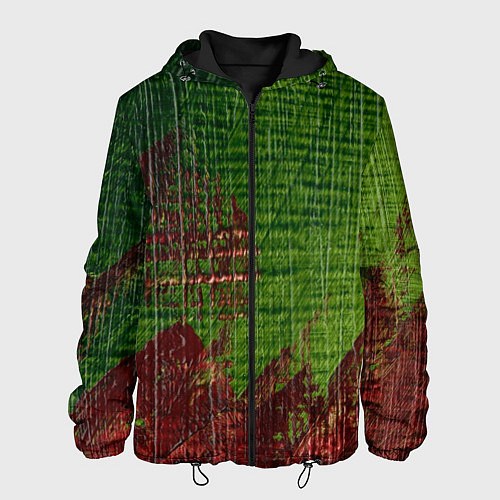 Мужская куртка Зелёная и бордовая текстура / 3D-Черный – фото 1