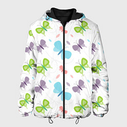 Куртка с капюшоном мужская Милые бабочки, цвет: 3D-черный