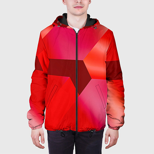 Мужская куртка Красная геометрия / 3D-Черный – фото 3