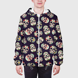 Куртка с капюшоном мужская Узор с черепами Pattern with skulls, цвет: 3D-белый — фото 2