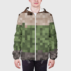 Куртка с капюшоном мужская Пиксельная текстура, цвет: 3D-белый — фото 2