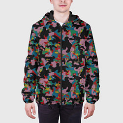 Куртка с капюшоном мужская Модный разноцветный камуфляж, цвет: 3D-черный — фото 2