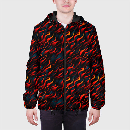 Мужская куртка Оранжевые огоньки / 3D-Черный – фото 3