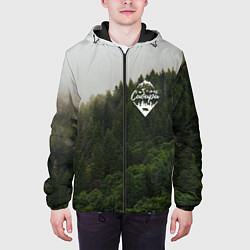 Куртка с капюшоном мужская Я из Сибири на фоне леса, цвет: 3D-черный — фото 2