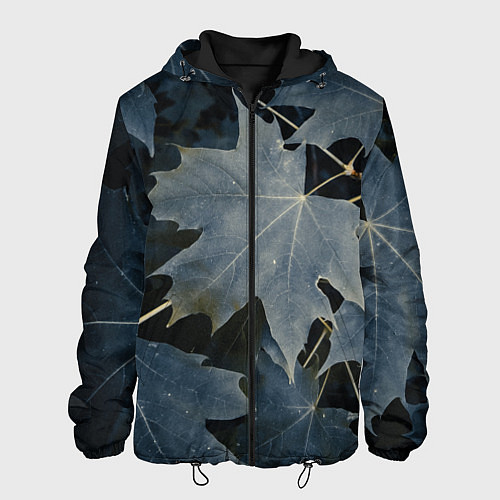 Мужская куртка Листовый синий паттерн / 3D-Черный – фото 1