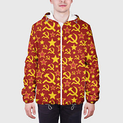 Куртка с капюшоном мужская СССР Серп и Молот, цвет: 3D-белый — фото 2