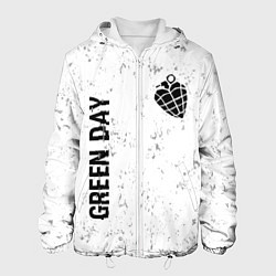 Куртка с капюшоном мужская Green Day glitch на светлом фоне: надпись, символ, цвет: 3D-белый