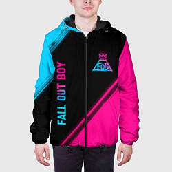 Куртка с капюшоном мужская Fall Out Boy - neon gradient: надпись, символ, цвет: 3D-черный — фото 2