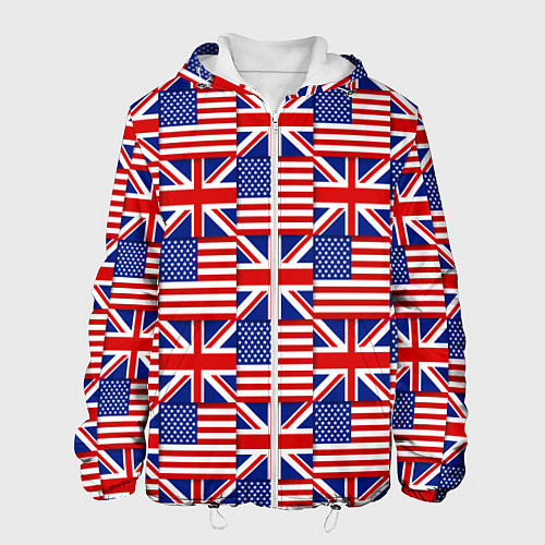 Мужская куртка Флаги США и Англии / 3D-Белый – фото 1