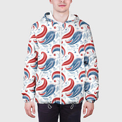Куртка с капюшоном мужская Русские узоры паттерн, цвет: 3D-белый — фото 2