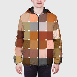 Куртка с капюшоном мужская Brown squares, цвет: 3D-черный — фото 2