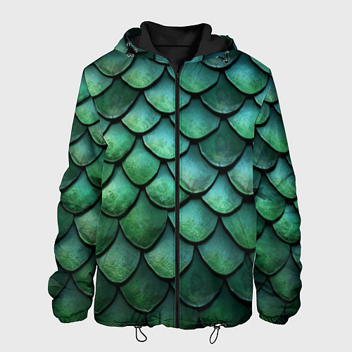 Мужская куртка Чешуя зелёного дракона / 3D-Черный – фото 1