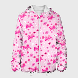 Куртка с капюшоном мужская Барби, сердечки и цветочки, цвет: 3D-белый
