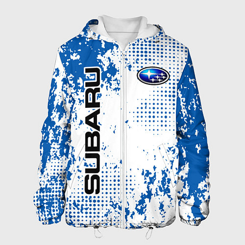 Мужская куртка Subaru blue logo / 3D-Белый – фото 1