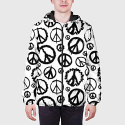 Куртка с капюшоном мужская Many peace logo, цвет: 3D-черный — фото 2