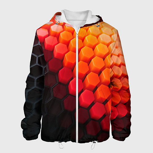 Мужская куртка Hexagon orange / 3D-Белый – фото 1