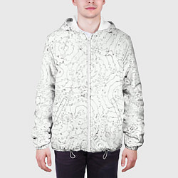 Куртка с капюшоном мужская Хаотичная черно-белая рябь - узор Хуф и Ся, цвет: 3D-белый — фото 2