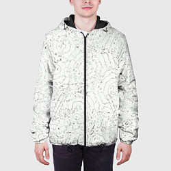 Куртка с капюшоном мужская Хаотичная черно-белая рябь - узор Хуф и Ся, цвет: 3D-черный — фото 2