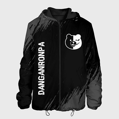 Мужская куртка Danganronpa glitch на темном фоне: надпись, символ / 3D-Черный – фото 1