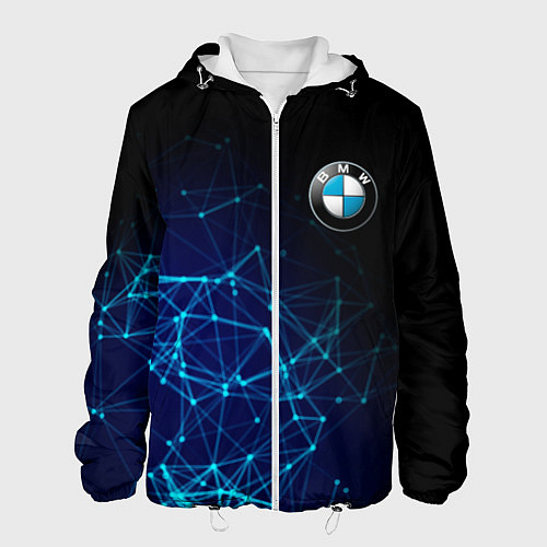 Мужская куртка BMW - логотип с геометрическим фоном / 3D-Белый – фото 1