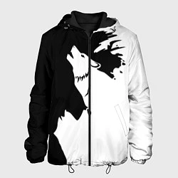 Куртка с капюшоном мужская Волчий вой в горах, цвет: 3D-черный