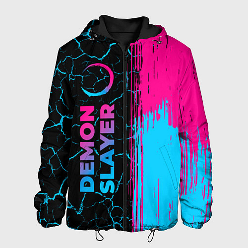 Мужская куртка Demon Slayer - neon gradient: по-вертикали / 3D-Черный – фото 1
