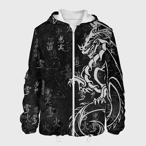 Мужская куртка White dragon - grunge / 3D-Белый – фото 1