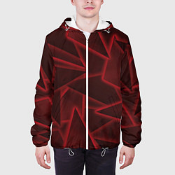 Куртка с капюшоном мужская Красные треугольники, неон, цвет: 3D-белый — фото 2