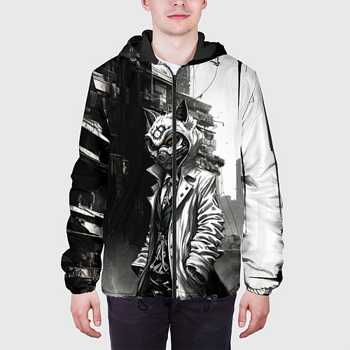 Мужская куртка Кибернетический кицунэ / 3D-Черный – фото 3