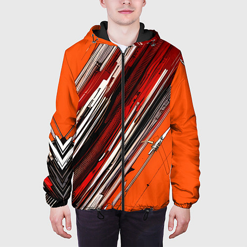 Мужская куртка Киберпанк модерн линии / 3D-Черный – фото 3