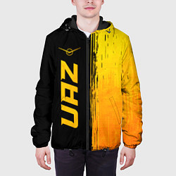 Куртка с капюшоном мужская UAZ - gold gradient: по-вертикали, цвет: 3D-черный — фото 2