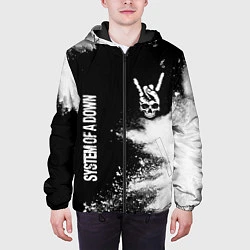 Куртка с капюшоном мужская System of a Down и рок символ на темном фоне, цвет: 3D-черный — фото 2