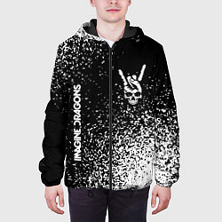 Куртка с капюшоном мужская Imagine Dragons и рок символ на темном фоне, цвет: 3D-черный — фото 2