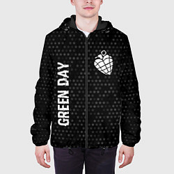 Куртка с капюшоном мужская Green Day glitch на темном фоне: надпись, символ, цвет: 3D-черный — фото 2