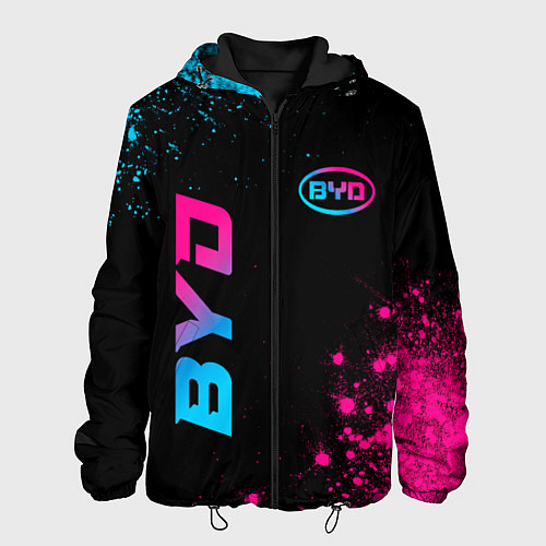 Мужская куртка BYD - neon gradient: надпись, символ / 3D-Черный – фото 1