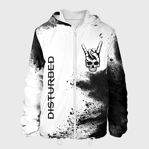 Мужская куртка Disturbed и рок символ на светлом фоне / 3D-Белый – фото 1
