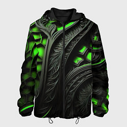 Куртка с капюшоном мужская Green black abstract, цвет: 3D-черный