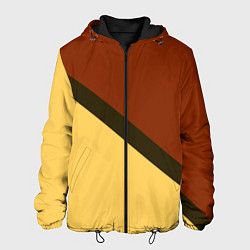 Куртка с капюшоном мужская Желто-красный диагональ, цвет: 3D-черный